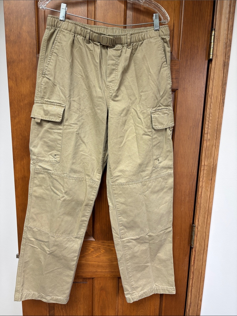 Lands End Womens Size 18H Cargo Pants Khaki Utility Pockets Double Knee Belted